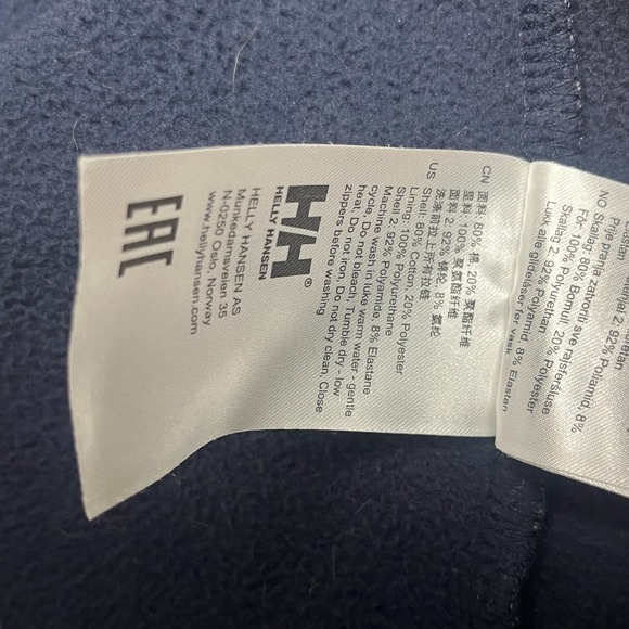 Helly Hansen Vanern Mid Layer Jacket Mens Medium Navy Gray Cotton Fleece Lined‎ - Picture 15 of 16